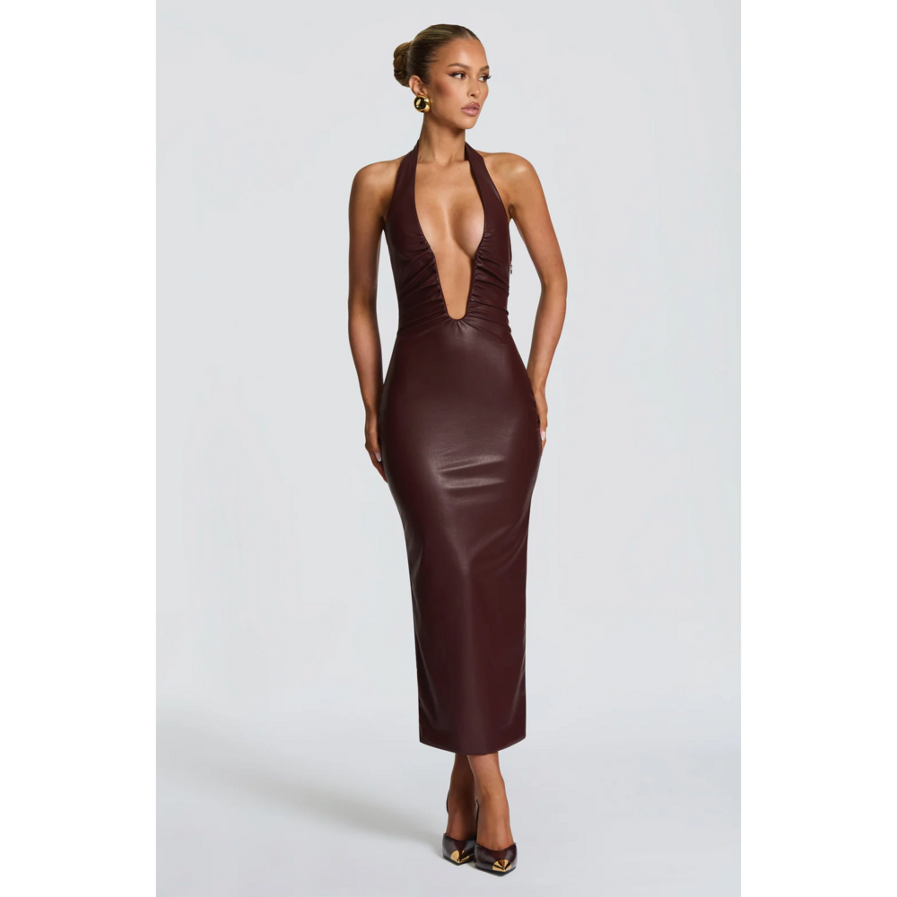 Babyboo Fashion Ainsley Midi Dress - Burgundy in Red - Picture 2 of 5